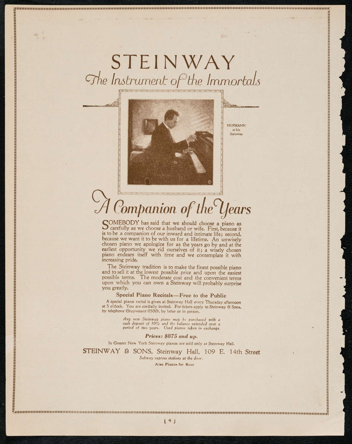 Society of the Friends of Music, February 1, 1922, program page 4