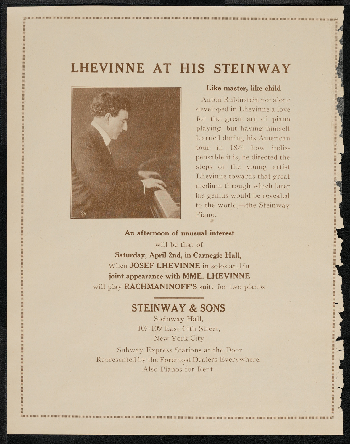 Sascha Jacobsen, Violin, March 22, 1921, program page 4