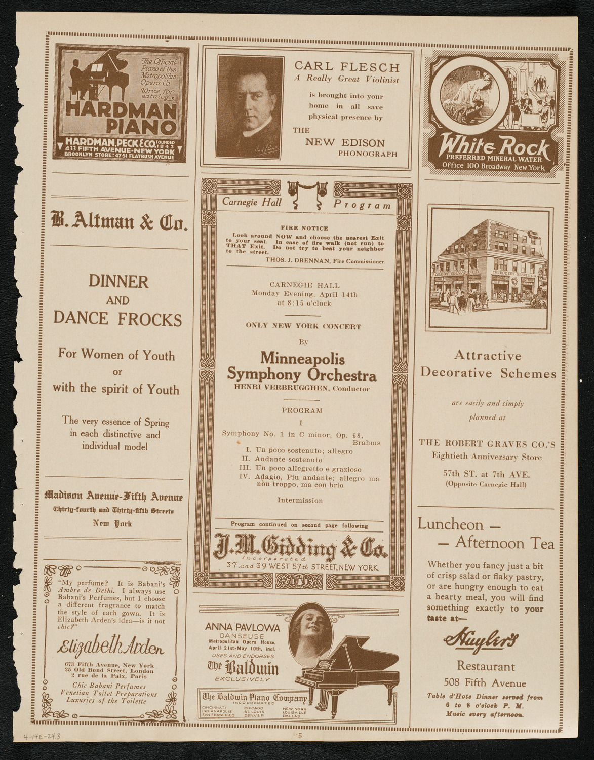 Minneapolis Symphony Orchesta, April 14, 1924, program page 5