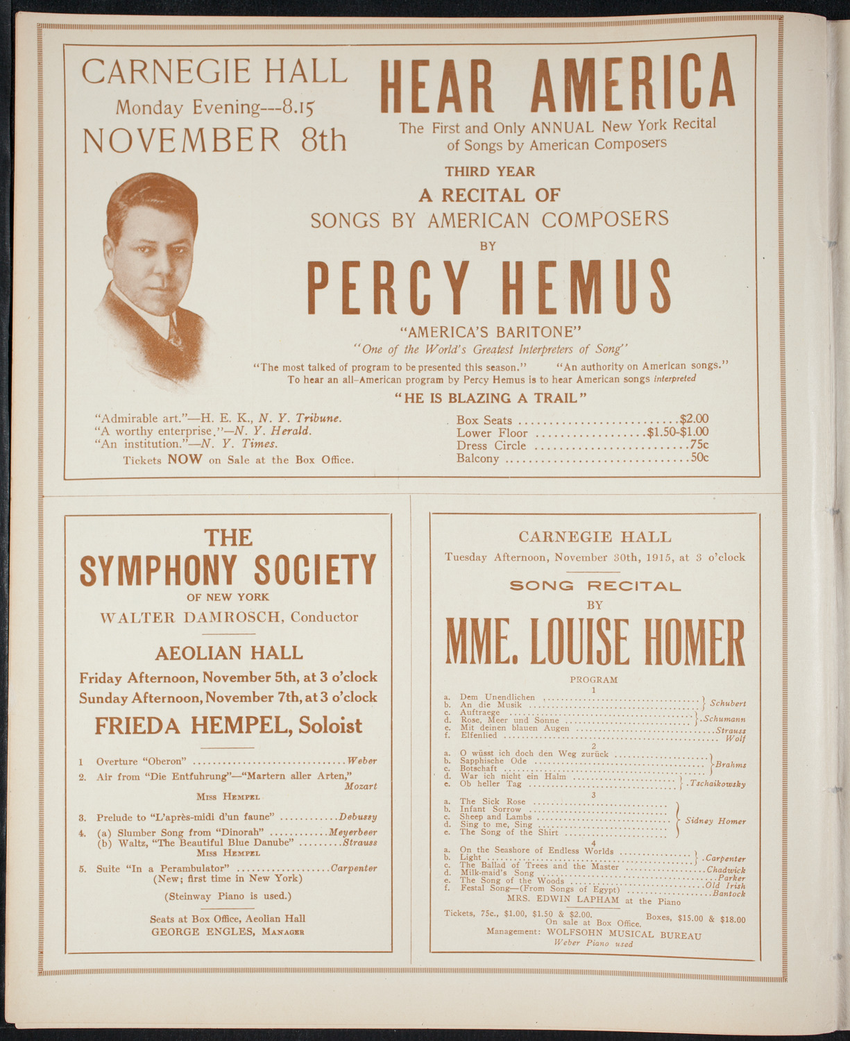 Boston Symphony Orchestra, November 4, 1915, program page 8