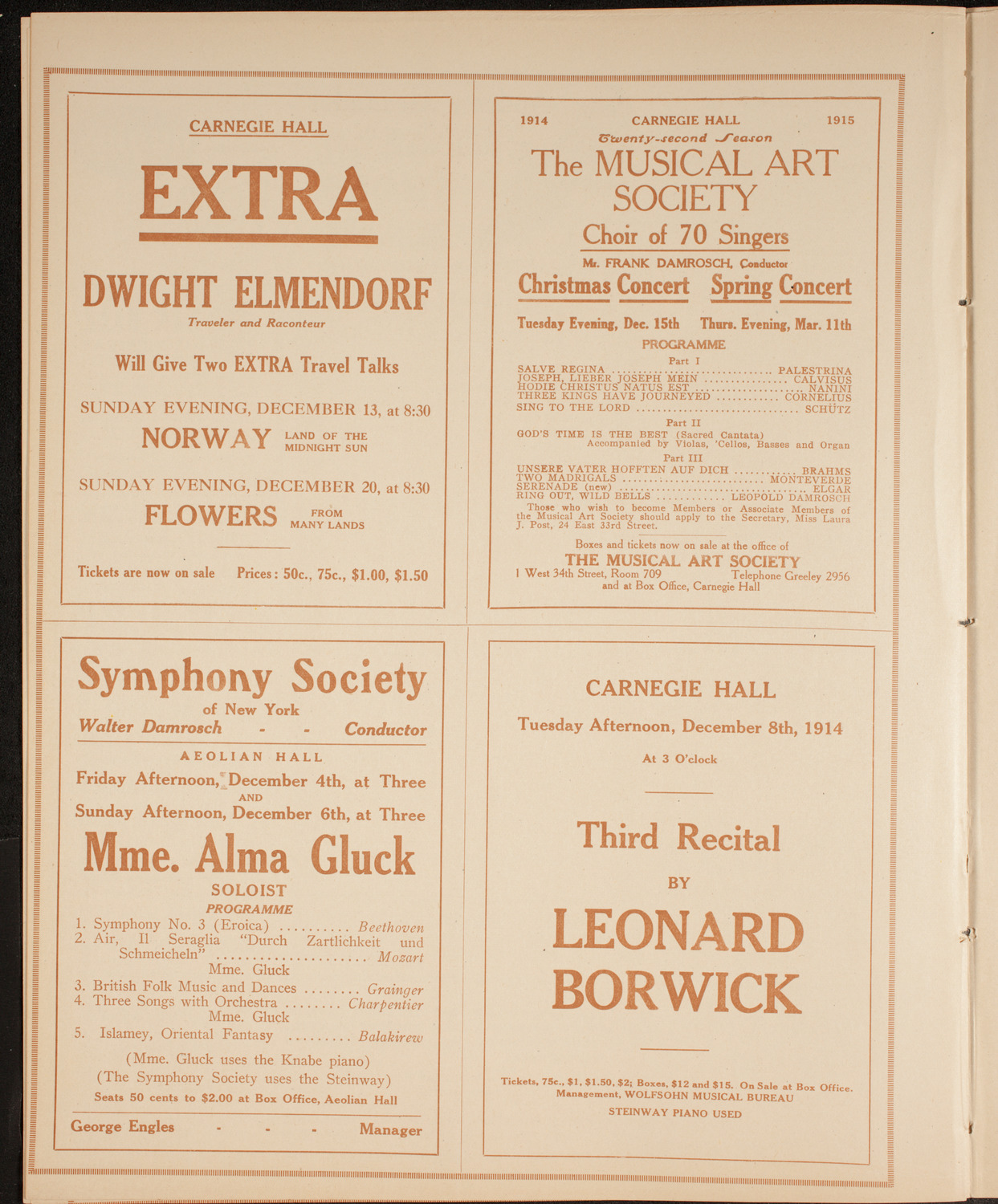 Elmendorf Lecture: Around Southern Europe, November 30, 1914, program page 8