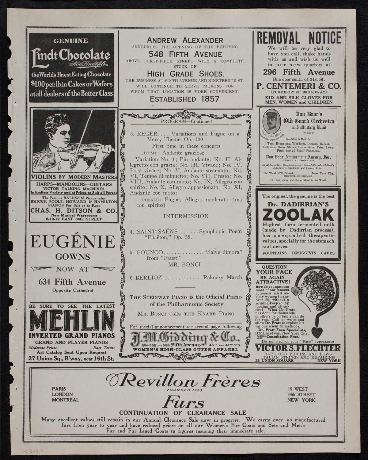 New York Philharmonic, February 1, 1912, program page 7