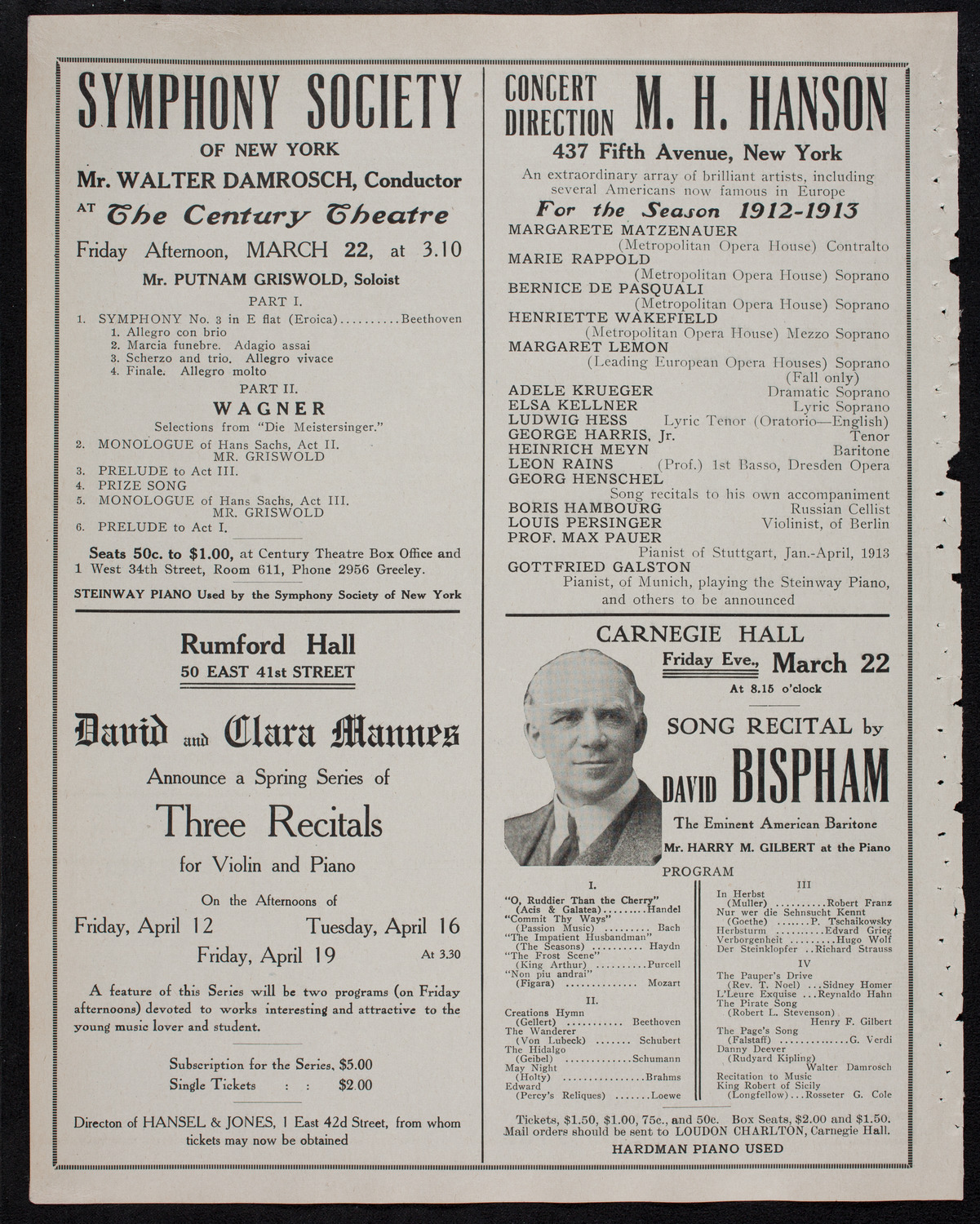 Minneapolis Symphony Orchestra, March 18, 1912, program page 10