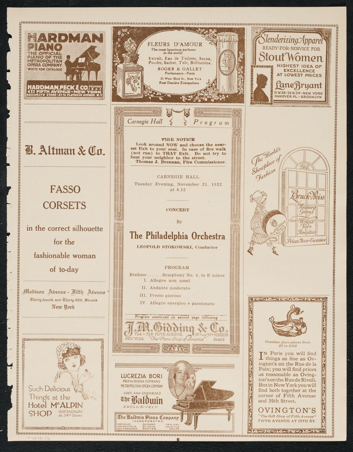 Philadelphia Orchestra, November 21, 1922, program page 5