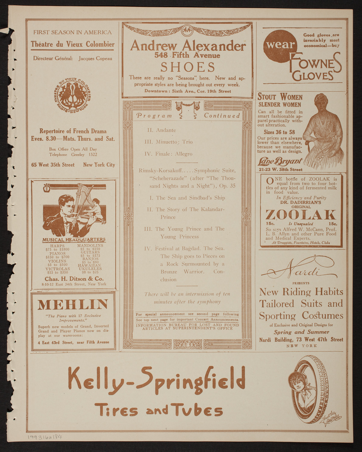 Boston Symphony Orchestra, March 16, 1918, program page 7