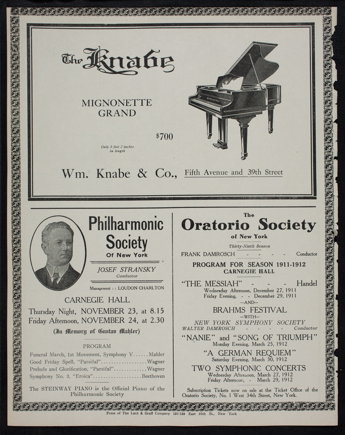 Russian Symphony Society of New York, November 18, 1911, program page 12