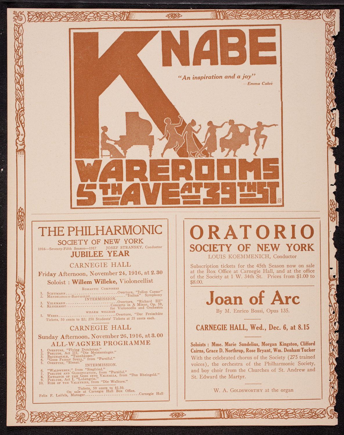 Marcella Sembrich, Soprano, November 21, 1916, program page 12