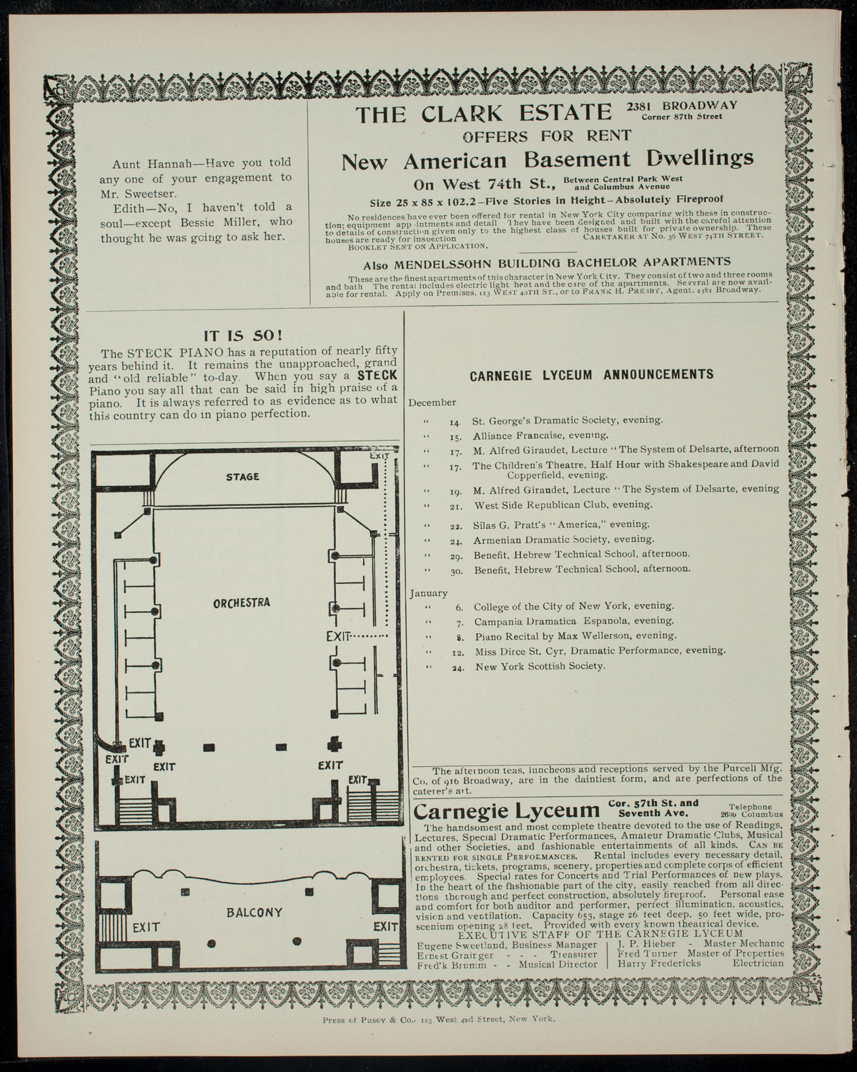 Columbia Sophomore Dramatic Association, December 10, 1904, program page 4