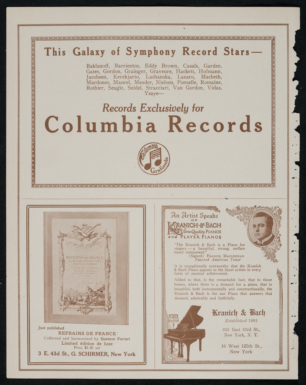 La Scala Orchestra, January 3, 1921, program page 6