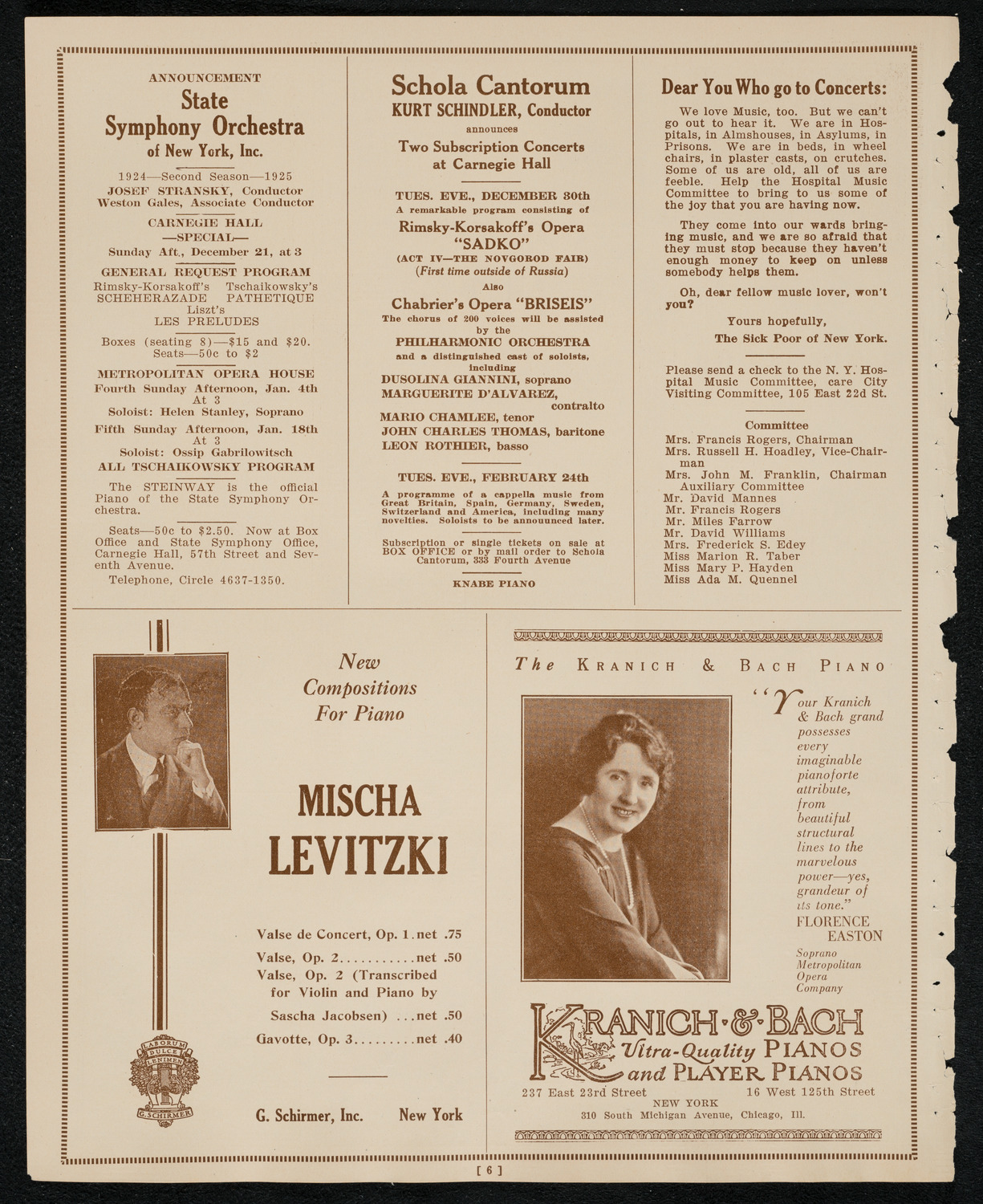 New York Philharmonic, December 18, 1924, program page 6