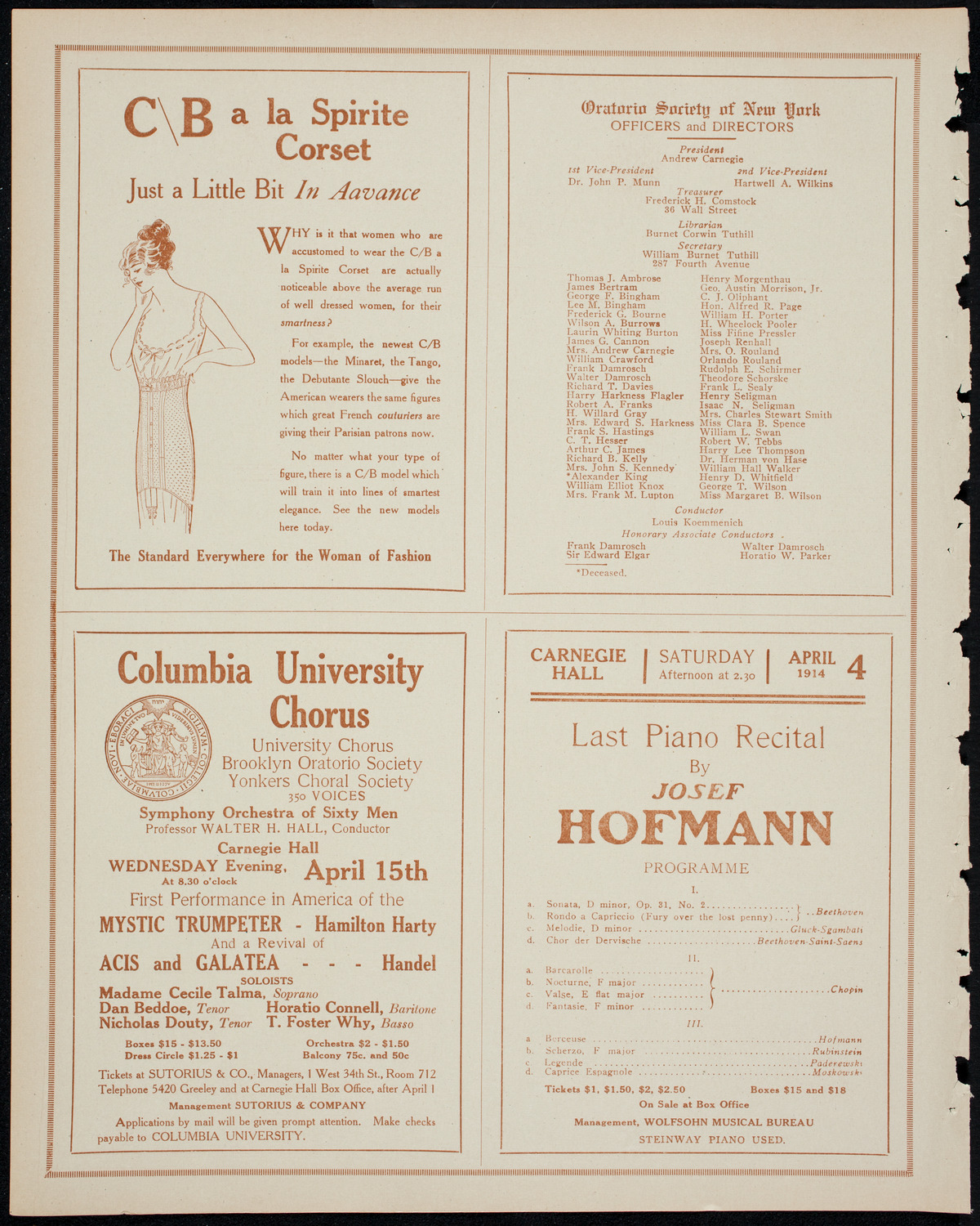 Clara Butt and Kennerley Rumford, March 31, 1914, program page 8