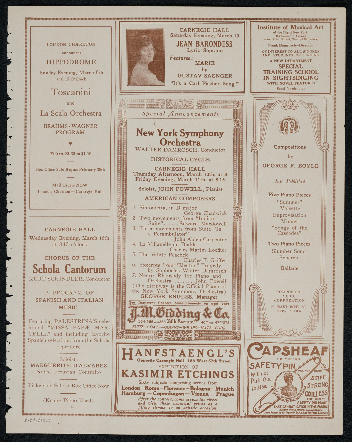 Carlo Sabatini, Violin, February 22, 1921, program page 9