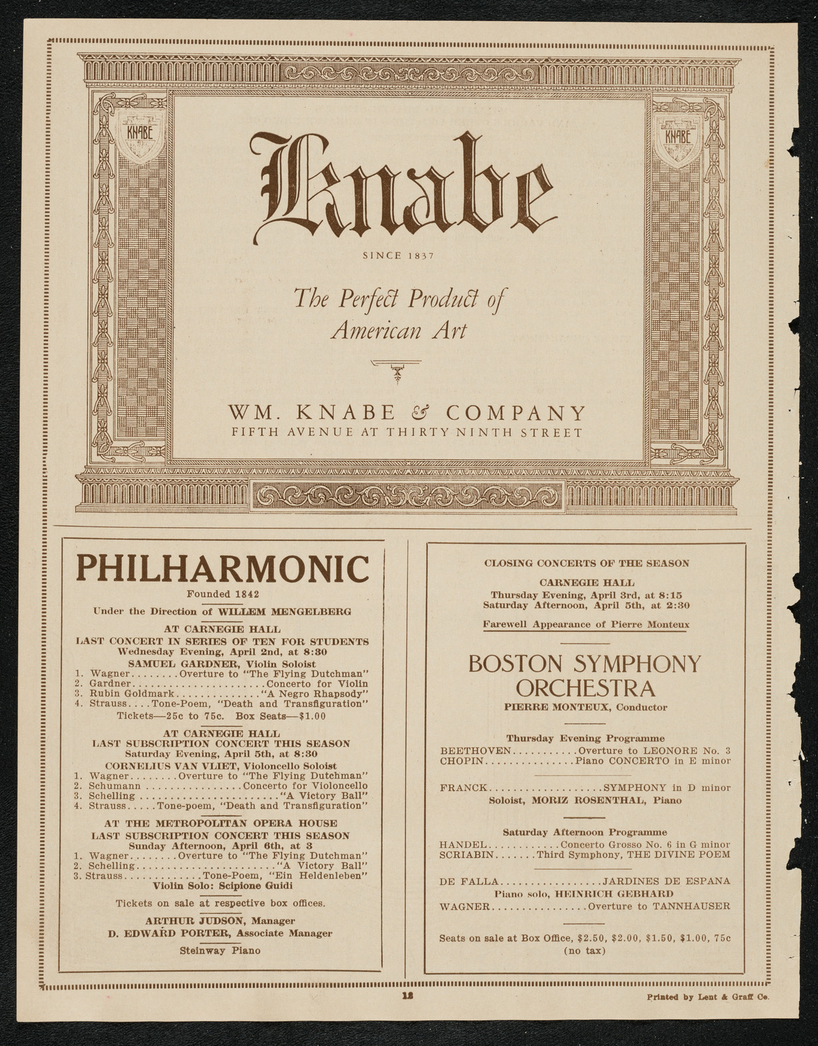 New York City Silver Jubilee Celebration, March 31, 1924, program page 12