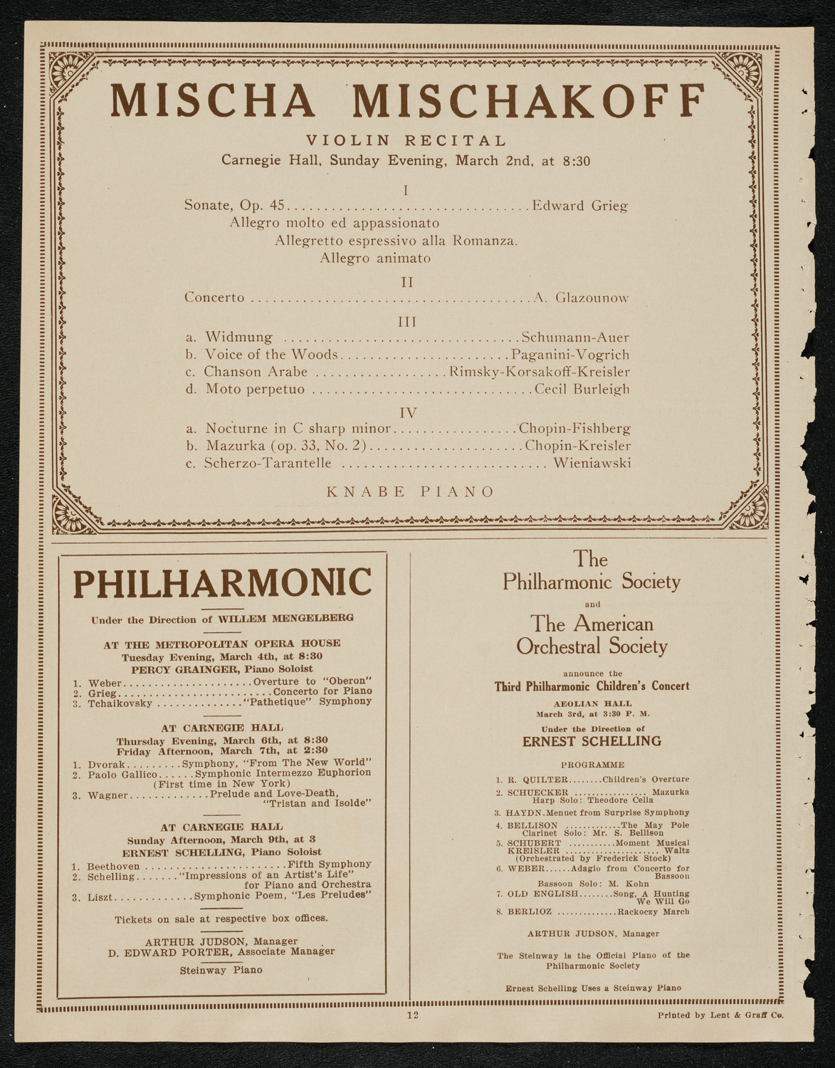 Albert Spalding, Violin, March 2, 1924, program page 12