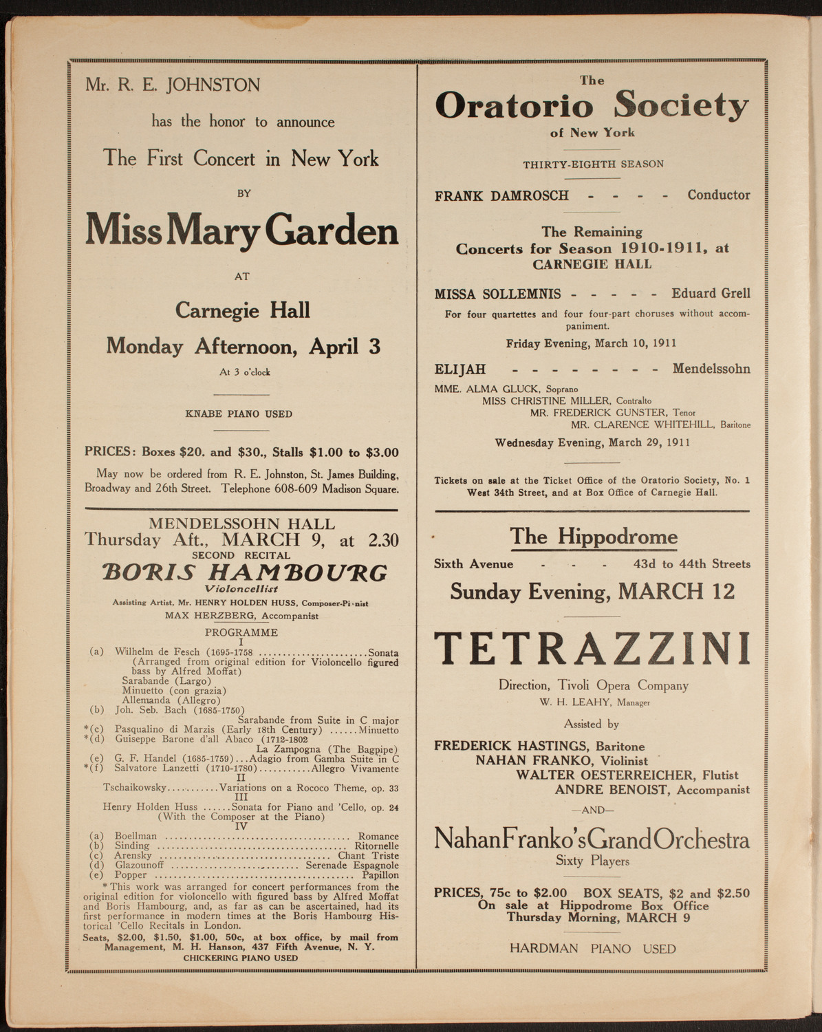 Luisa Tetrazzini, Soprano, March 6, 1911, program page 10