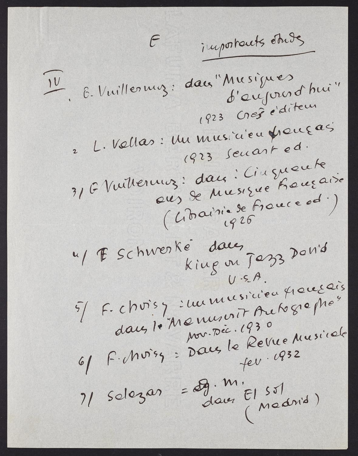 Correspondence from George Migot?to David Ewen, page 6 of 11