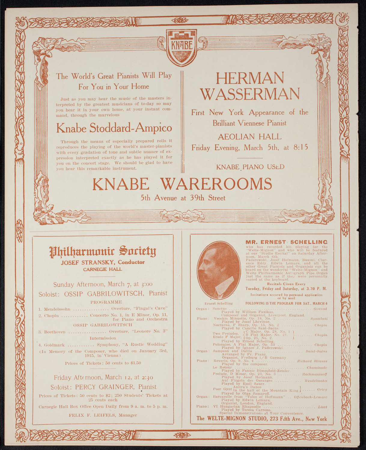 New York Philharmonic, March 5, 1915, program page 12