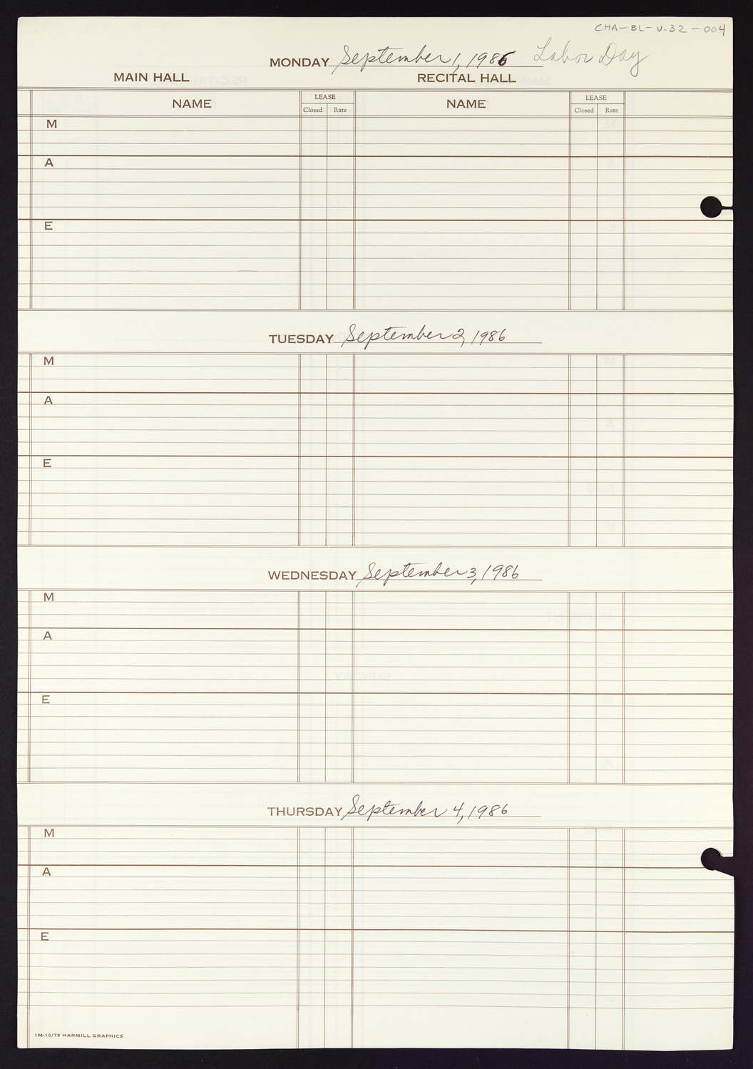 Carnegie Hall Booking Ledger, volume 32, page 4