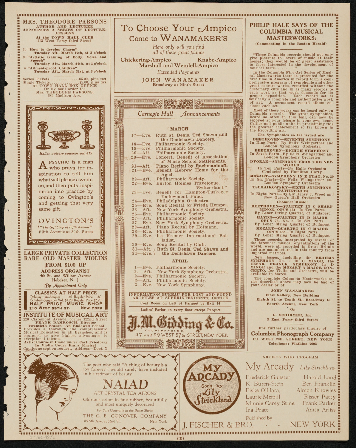 Lawrence Tibbett, Baritone, March 16, 1925, program page 3