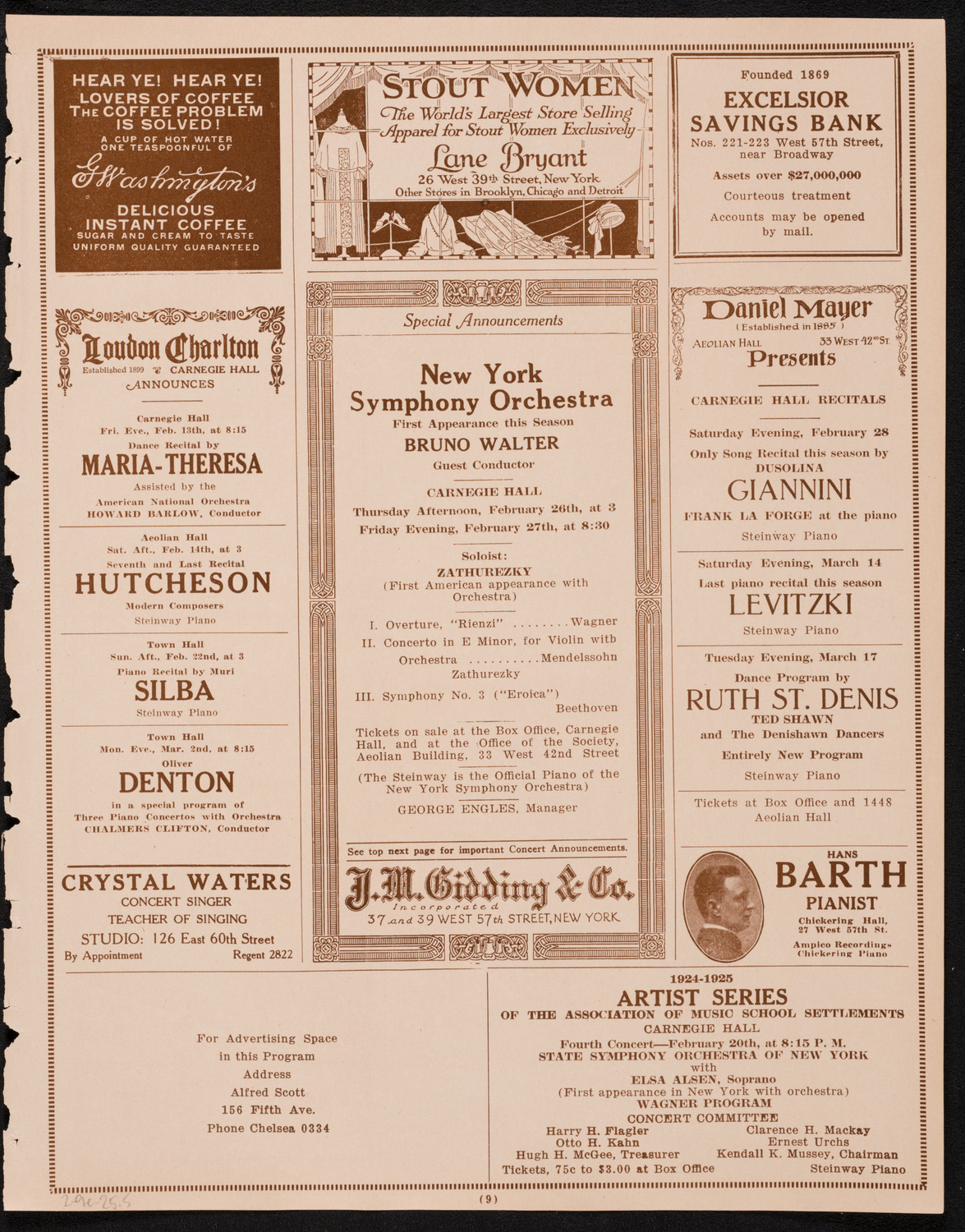 Tito Schipa, Tenor, February 9, 1925, program page 9