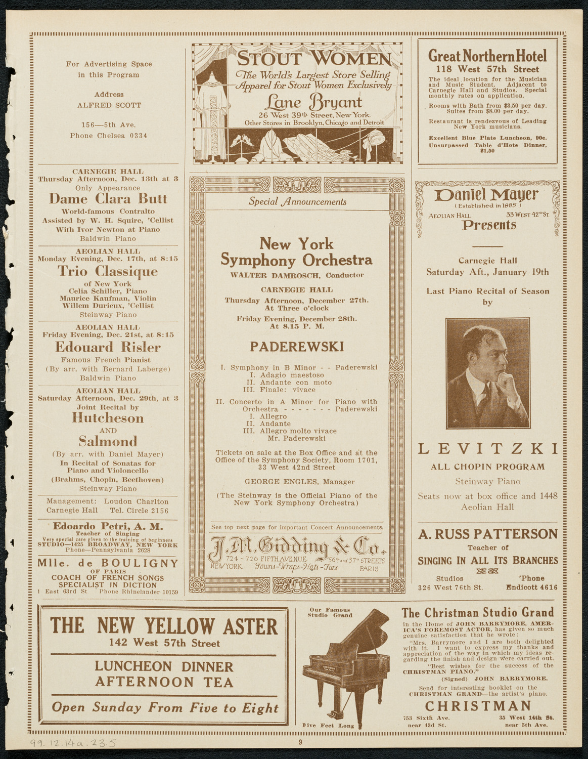 New York Philharmonic, December 14, 1923, program page 9