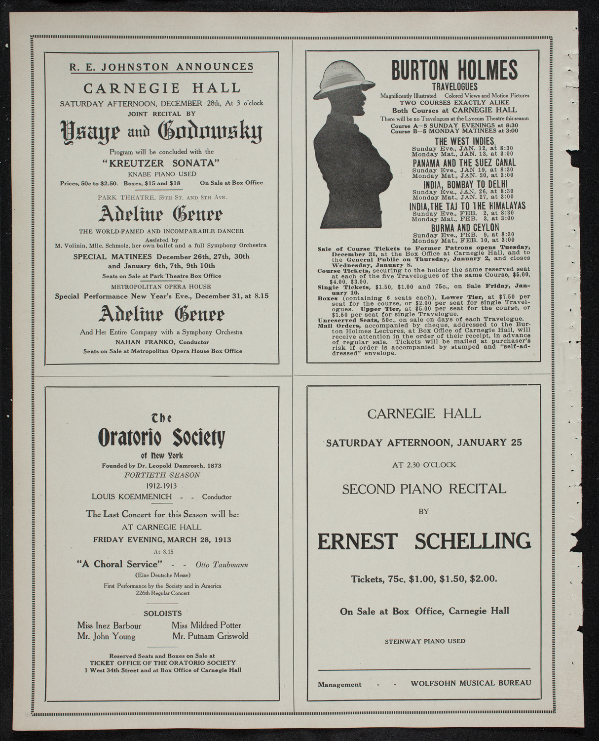 New York Philharmonic, December 27, 1912, program page 10