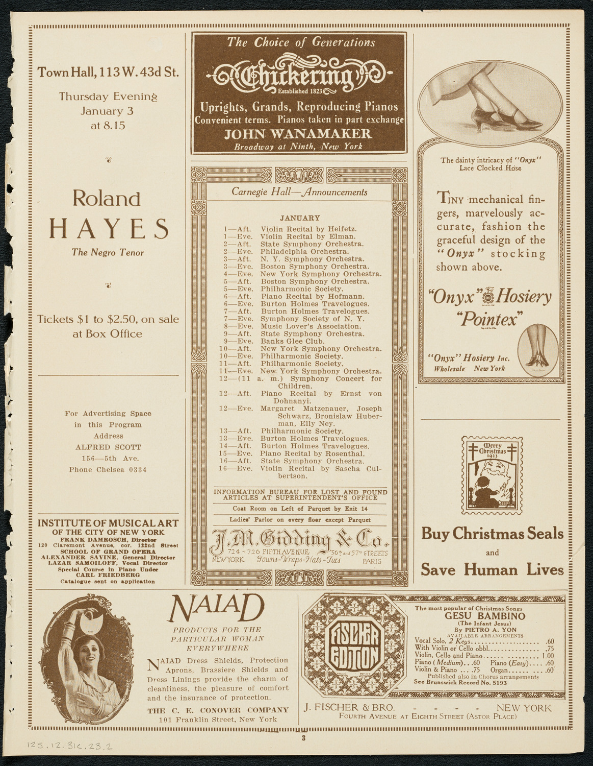 New York Philharmonic Students' Concert, December 31, 1923, program page 3