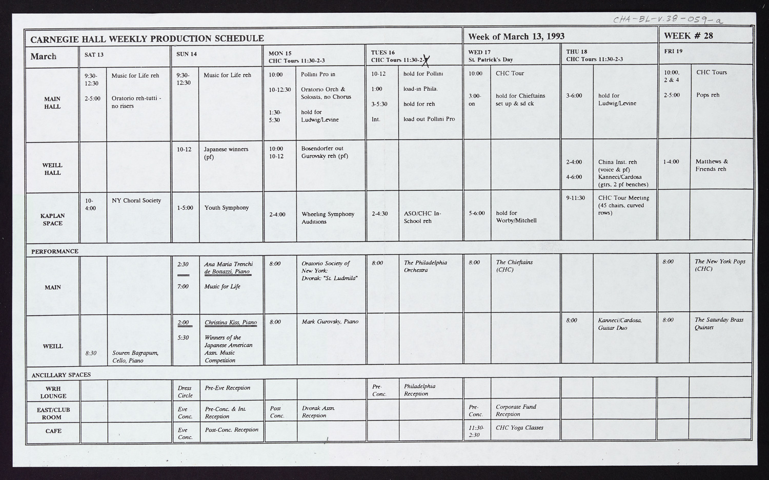 Carnegie Hall Booking Ledger, volume 38, page 59a