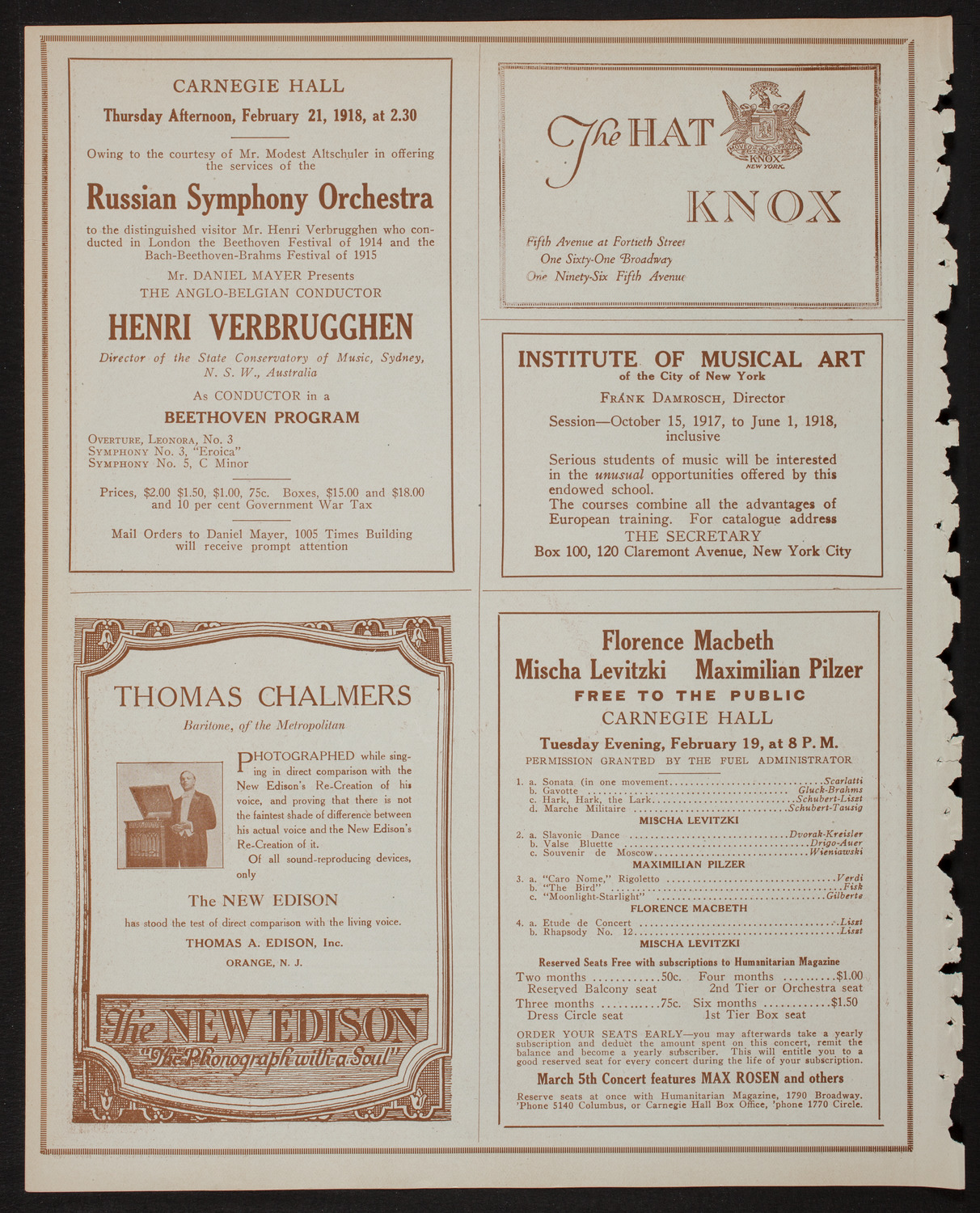 Lecture by Lieutenant Patrick Alva O'Brien, R.F.C, February 17, 1918, program page 2