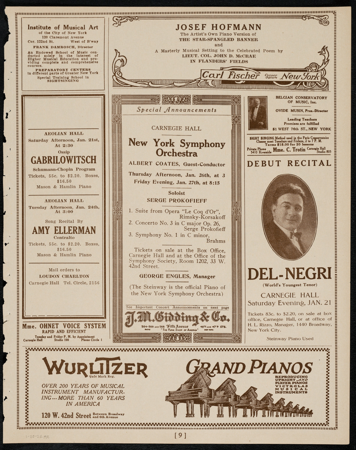 Leonardo da Vinci Evening with Comm. Dr. John W. Lieb, January 20, 1922, program page 9