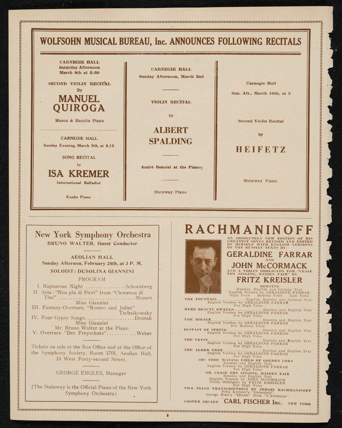 Freiheit Gesang Verein, February 23, 1924, program page 8