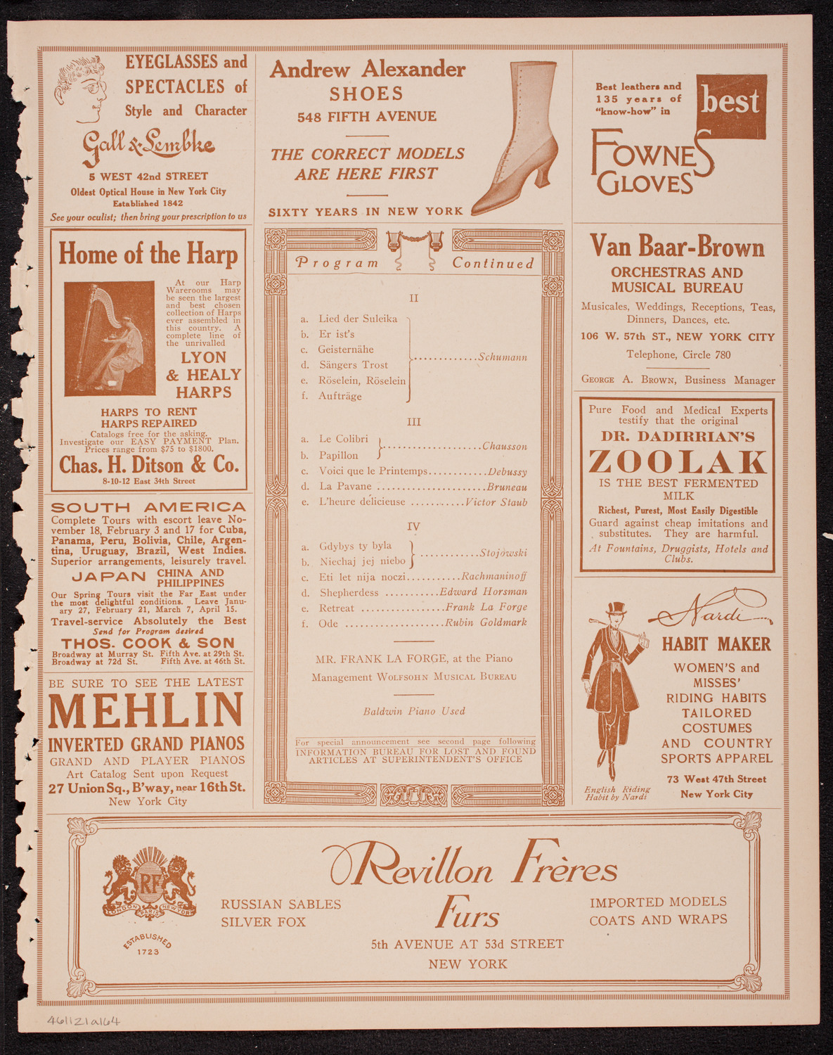 Marcella Sembrich, Soprano, November 21, 1916, program page 7