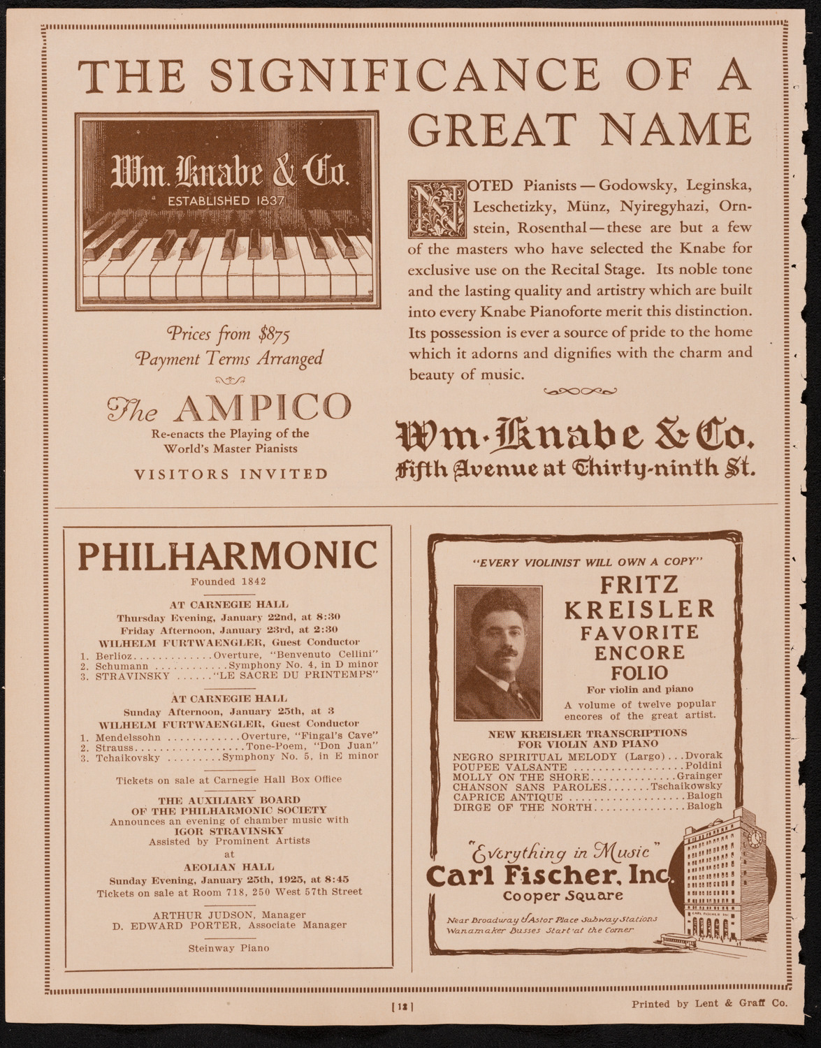 New York Symphony Orchestra, January 22, 1925, program page 12