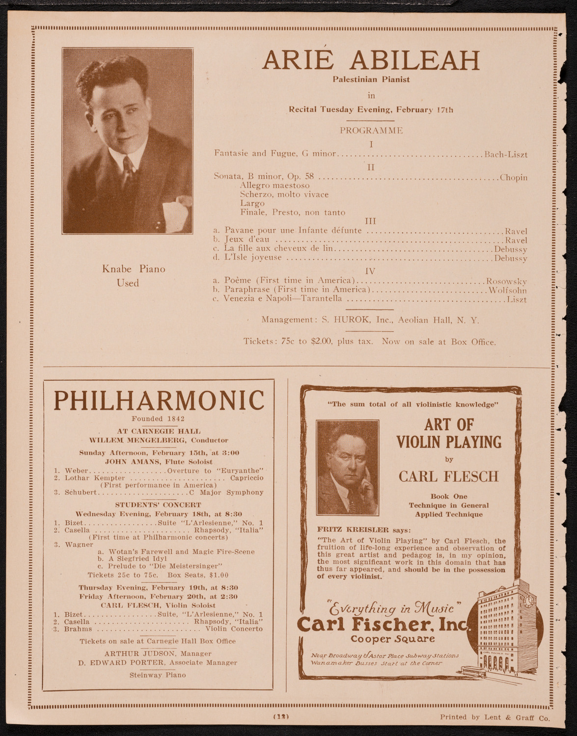 New York Philharmonic, February 14, 1925, program page 12