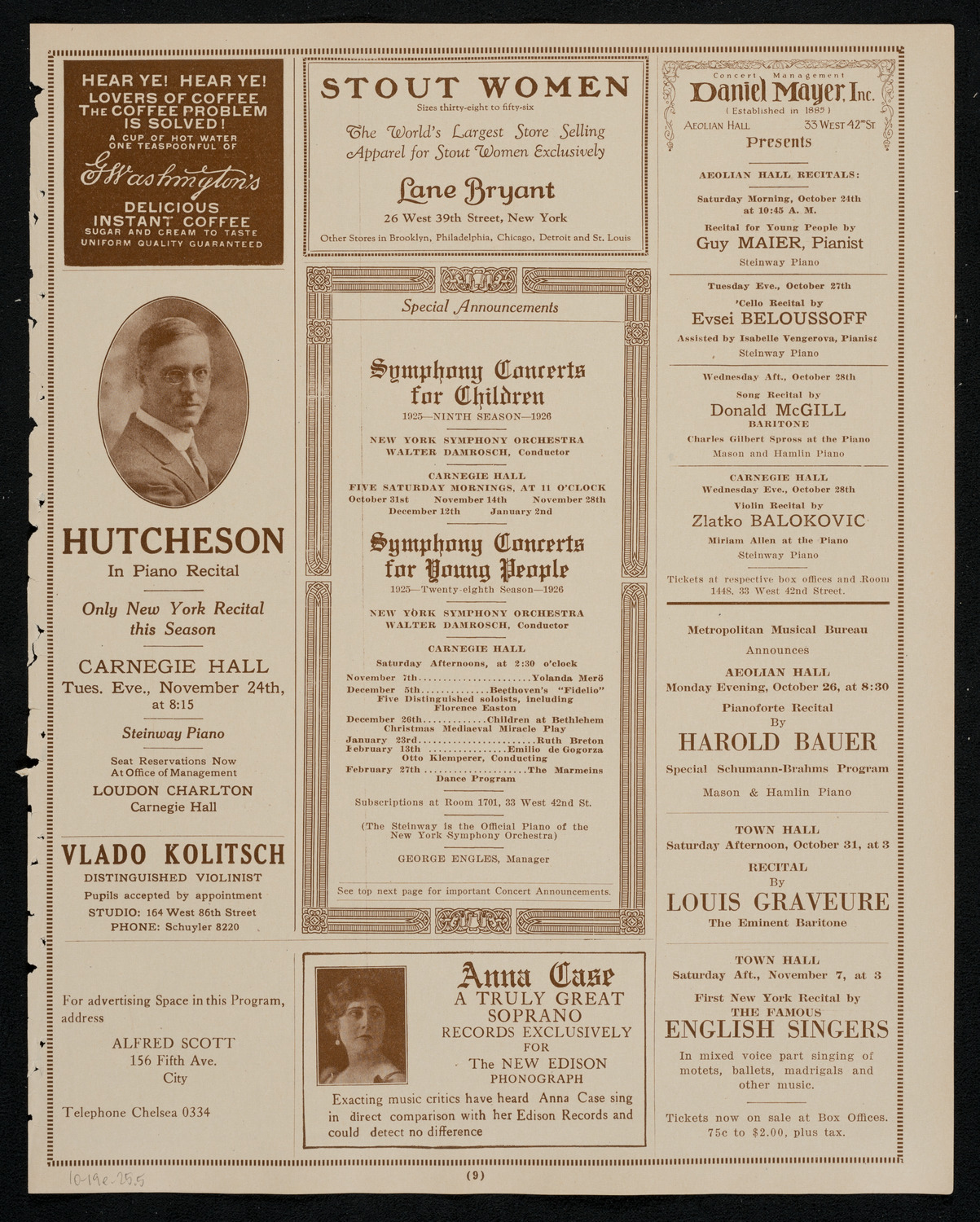 Francis MacMillen, Violin, October 19, 1925, program page 9