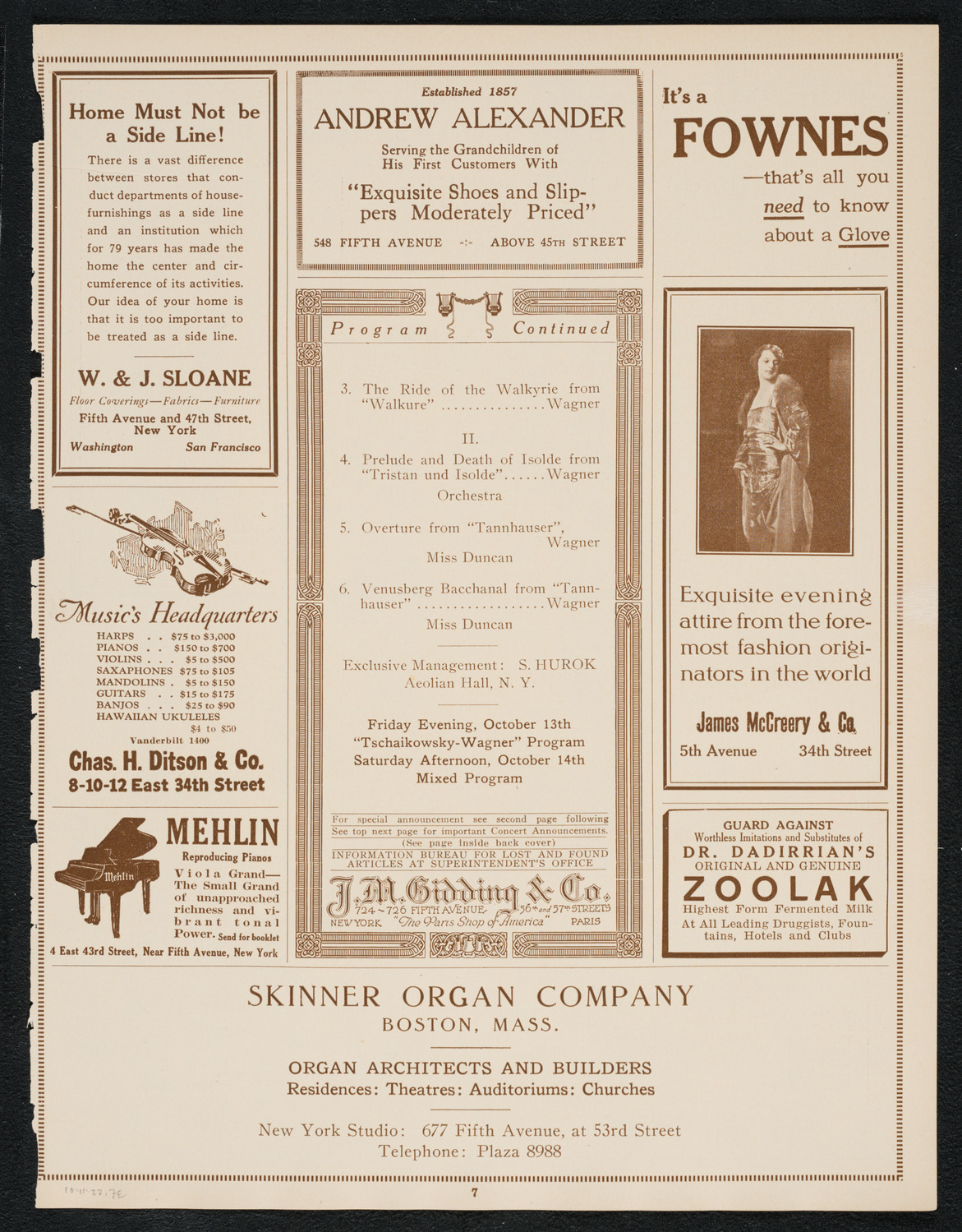 Isadora Duncan, Dancer, with Orchestra, October 11, 1922, program page 7