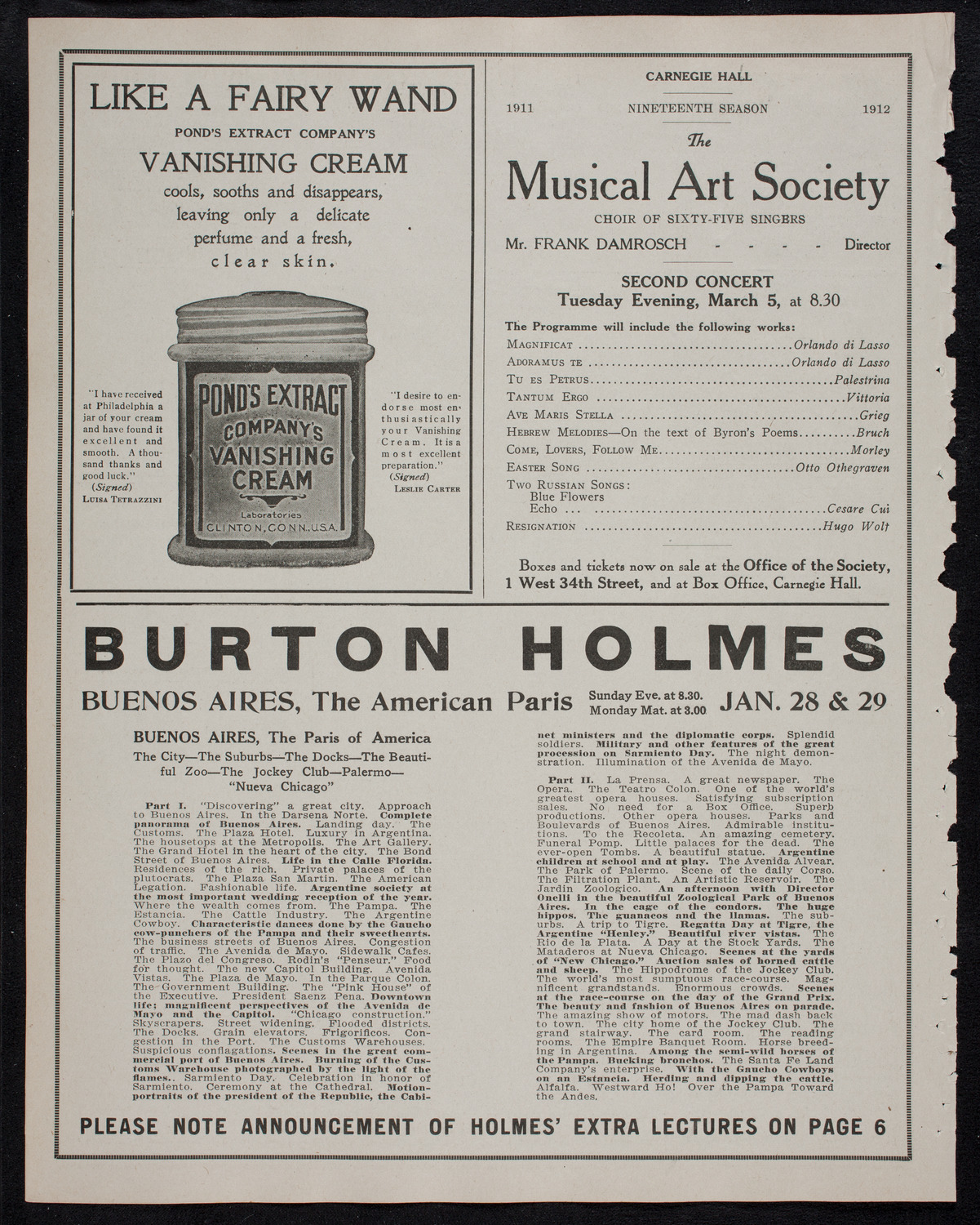 Burton Holmes Travelogue: South America, January 22, 1912, program page 8