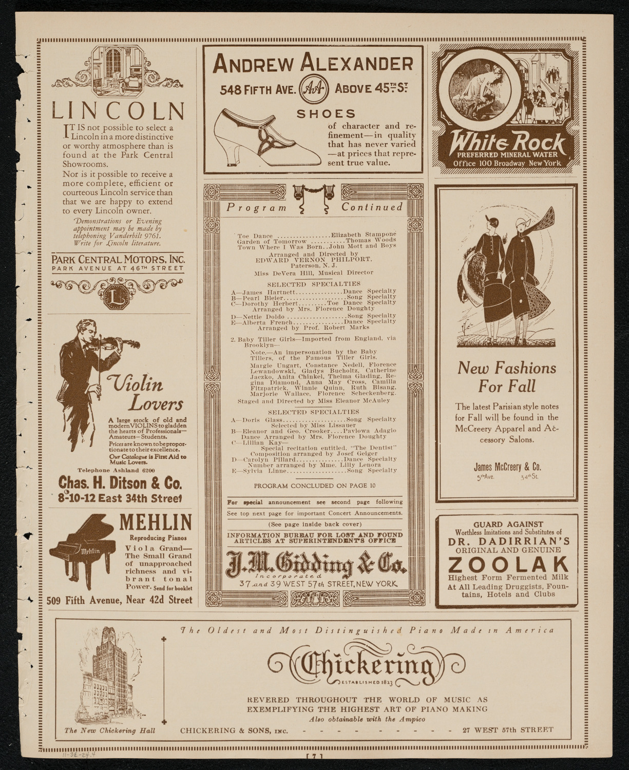 National Stage Children's Association, Inc.: "The Juvenile Follies Revue of 1925", November 3, 1924, program page 7