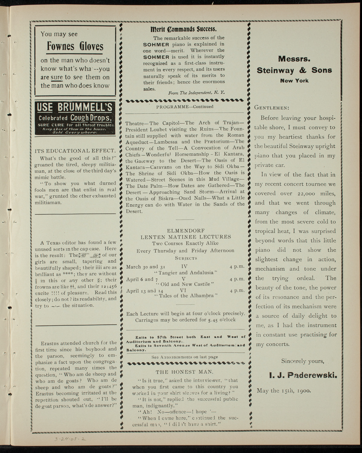 Elmendorf Lecture: The Edge of the Desert, March 24, 1905, program page 3