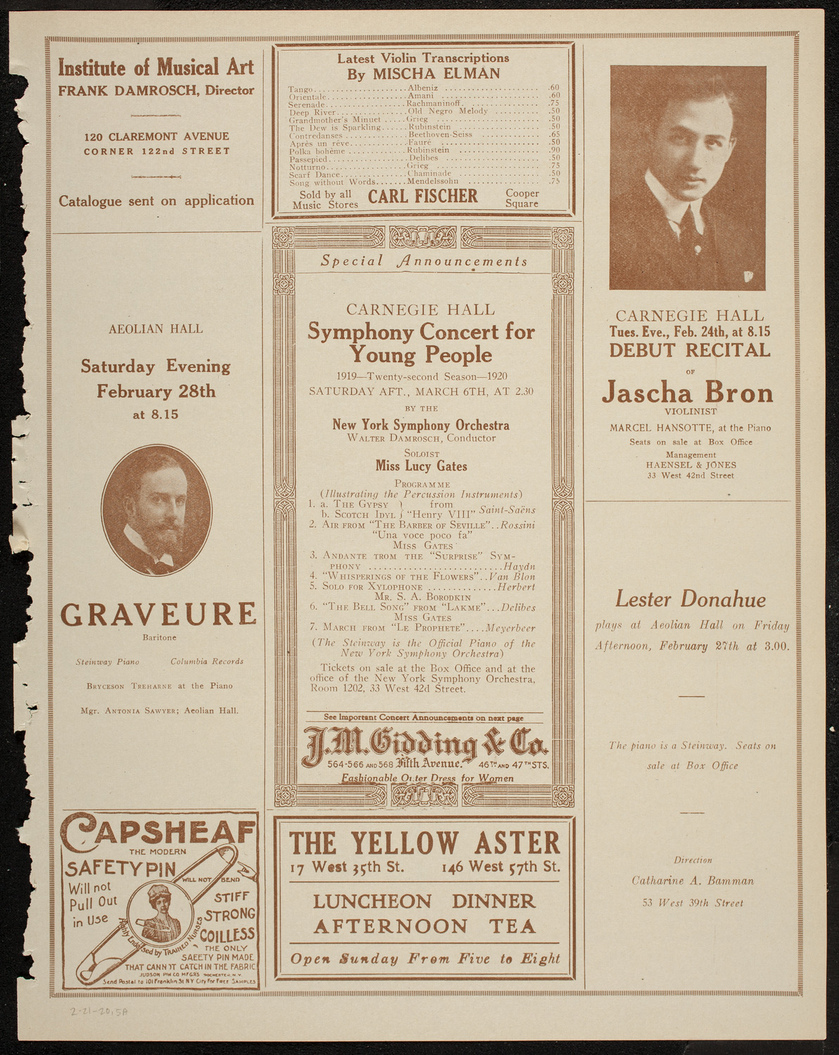 Symphony Concert for Young People, February 21, 1920, program page 9