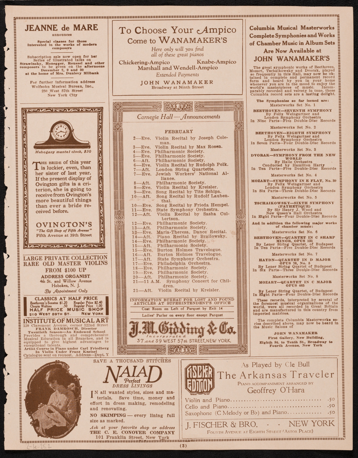 Concert and Benefit for Odd Fellows' Orphan Asylum, February 1, 1925, program page 3