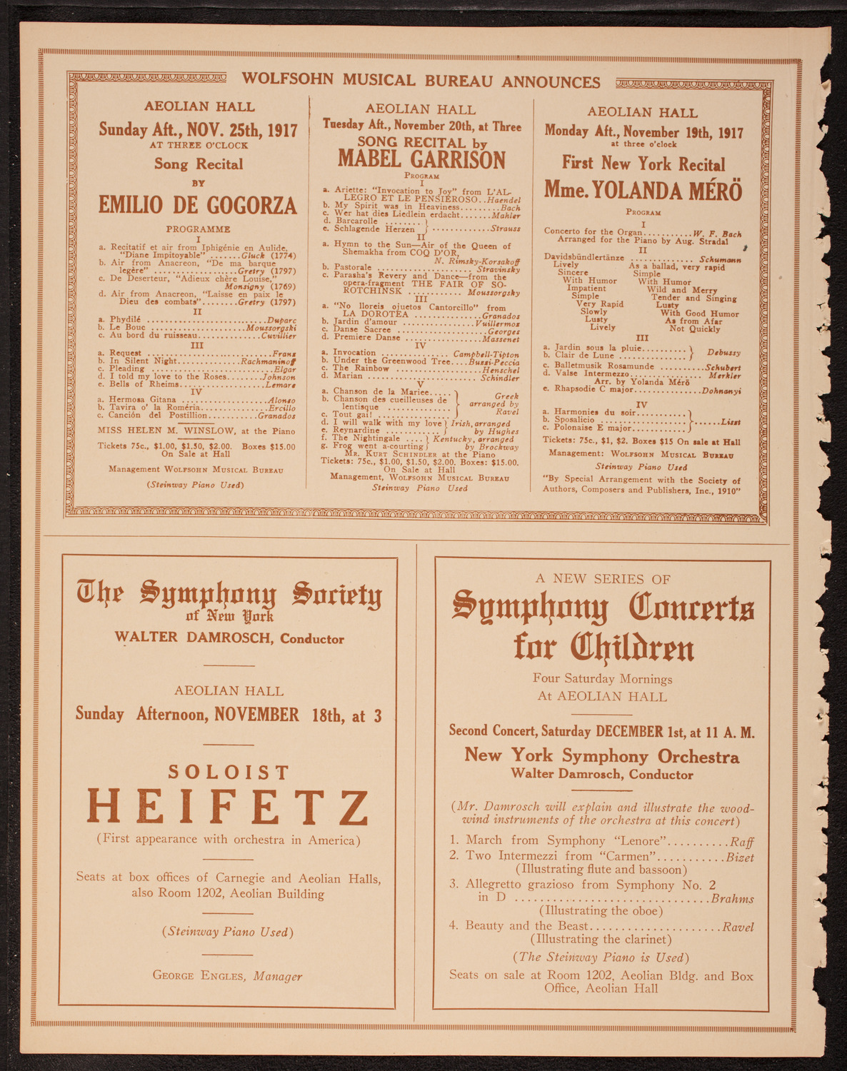 New York Philharmonic, November 16, 1917, program page 8