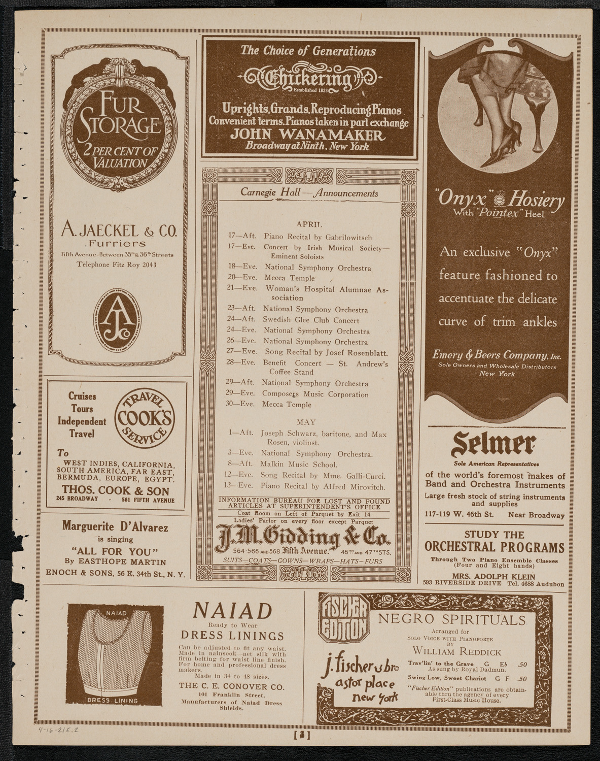 National Ballet and Toe Dancing Exposition of America, April 16, 1921, program page 3