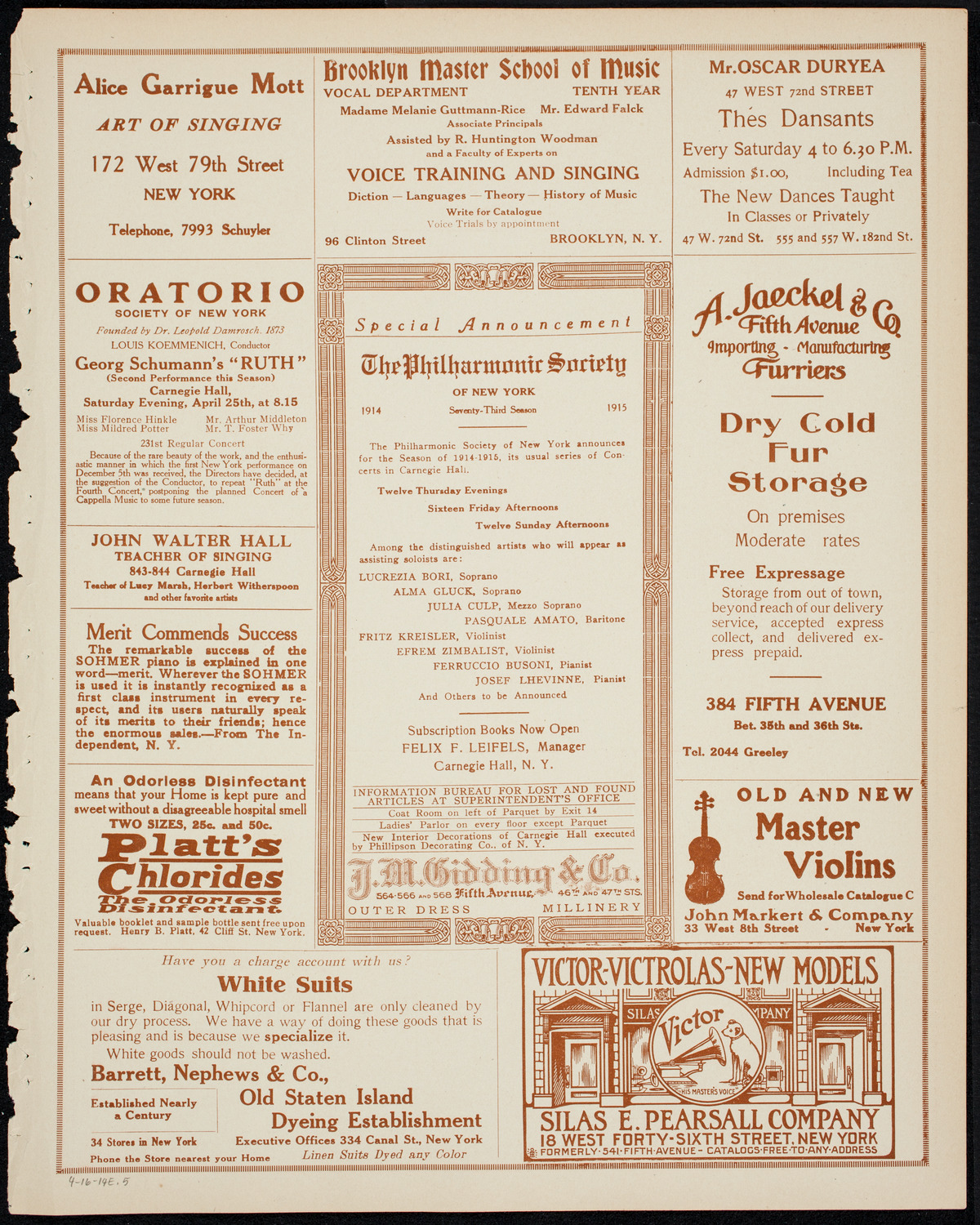 New York Banks' Glee Club, April 16, 1914, program page 9