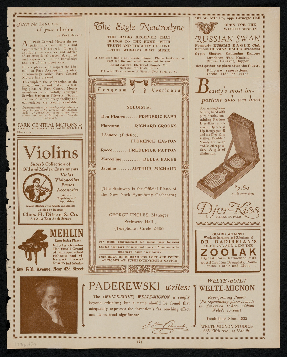 Symphony Concert for Young People, December 5, 1925, program page 7