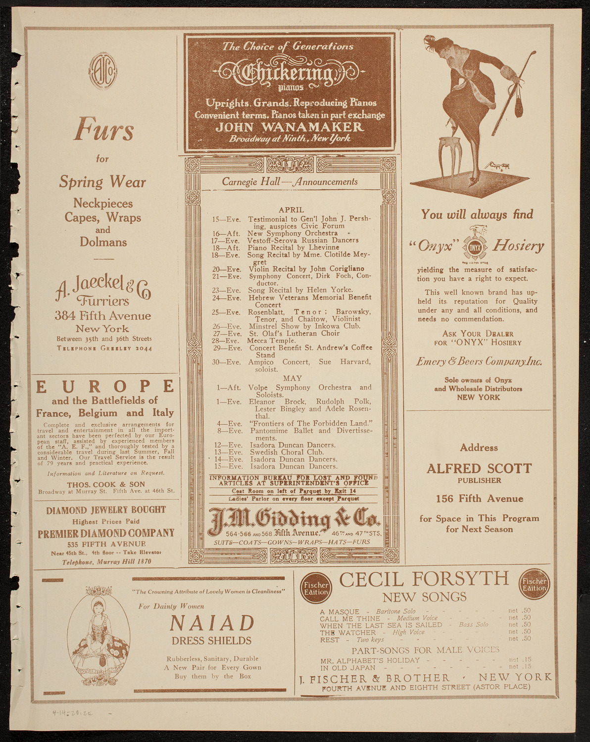 New Symphony Orchestra, April 14, 1920, program page 3