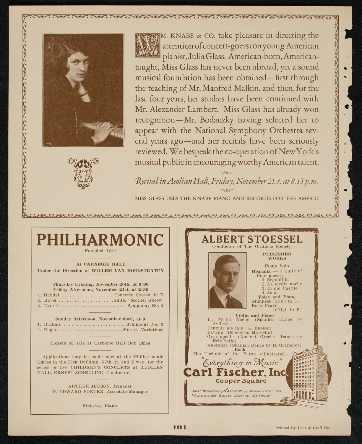 Oratorio Society of New York, November 19, 1924, program page 12