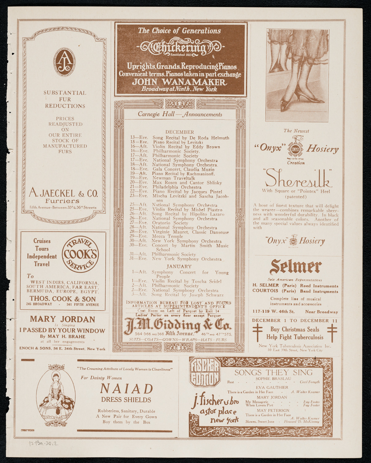 Váša Príhoda, Violin, December 13, 1920, program page 3