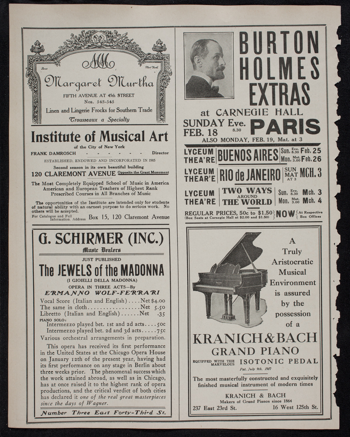 New York Philharmonic, February 18, 1912, program page 6