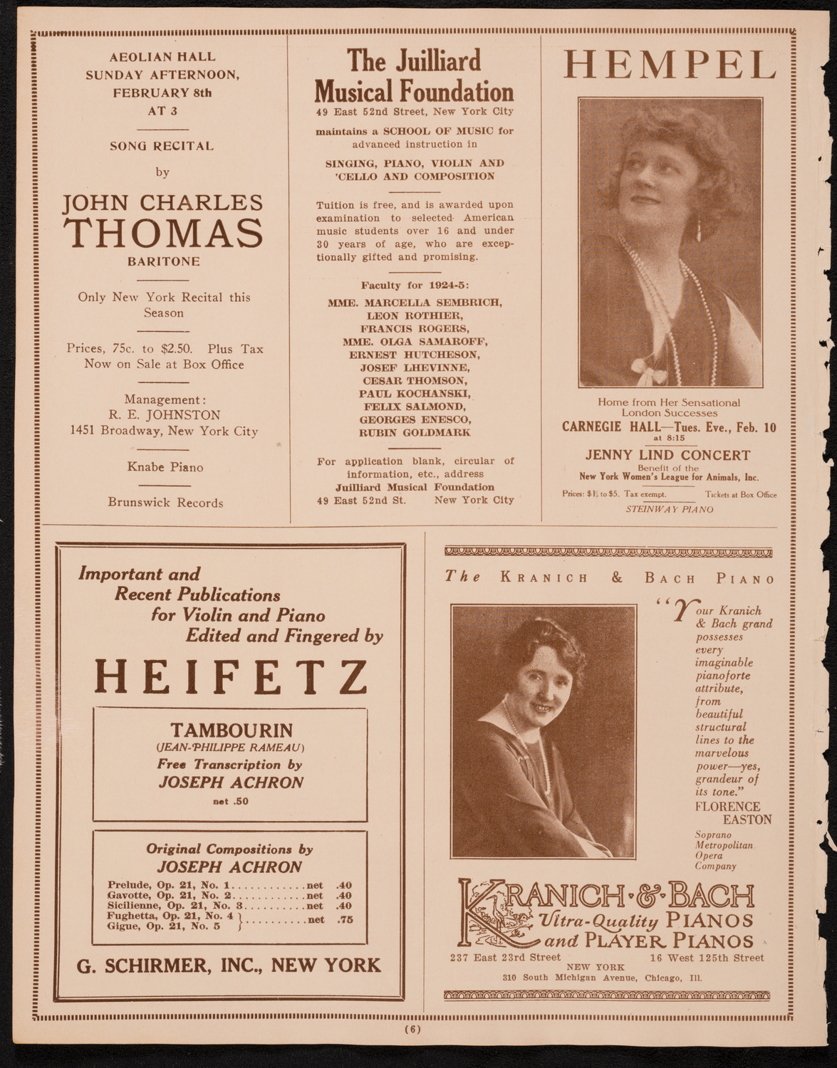 Socrate Barozzi, Violin, January 25, 1925, program page 6